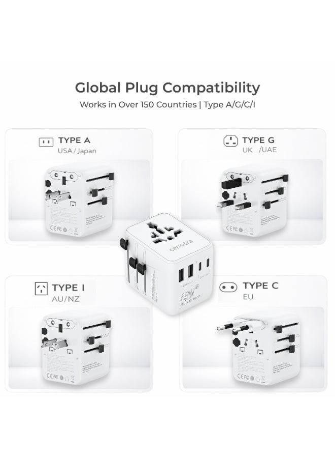 محول سفر عالمي بقدرة 45 واط بتقنية PD GaN III للشحن السريع مع 3 منافذ USB-C و2 منافذ USB-A للأجهزة اللوحية وهواتف أندرويد وiPhone، محول قابس دولي من النوع G/A/C/I للإمارات والمملكة المتحدة وأوروبا والولايات المتحدة وأستراليا - Image 2